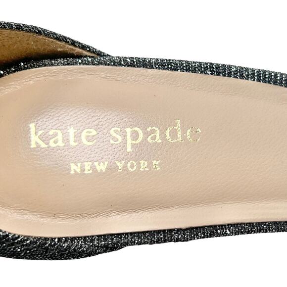 NWOB Kate Spade Smoke Silver Glitter Strap Block Heels Size 7 - Picture 8 of 9